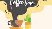 Freepik Poster Coffee Time Cup With Cactus Succulent Flower For Cafe Theme