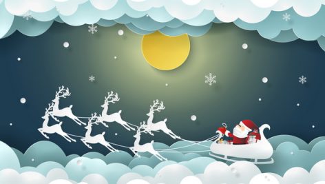 Freepik Santa Claus And Reindeer On The Sky With Full Moon