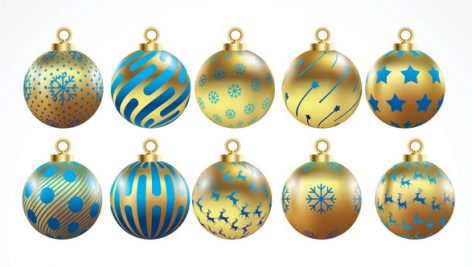Freepik Set Of Vector Gold And Blue Christmas Balls With Ornaments
