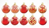 Freepik Set Of Vector Gold And Red Christmas Balls With Ornaments