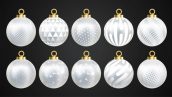 Freepik Set Of Vector Gold And Silver Christmas Balls With Ornaments 2