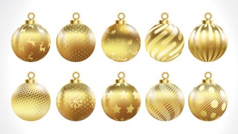 Freepik Set Of Vector Gold Christmas Balls With Ornaments