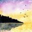 Freepik Sunset Landscape Watercolor Background