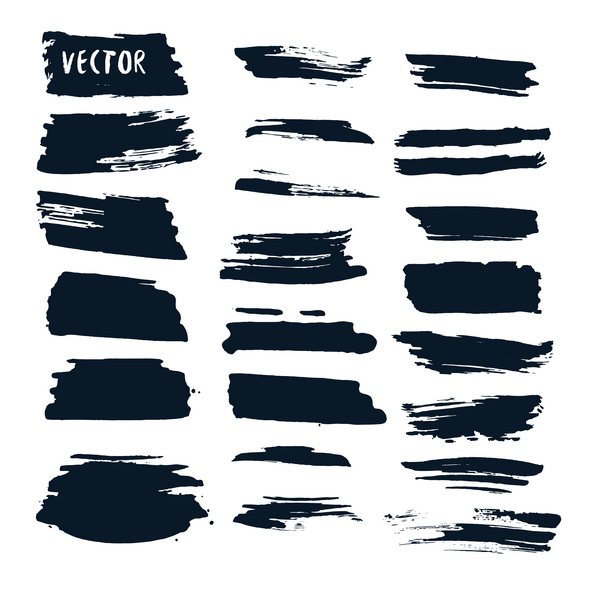 وکتور Grunge Vector Set With Ink Brushes Abstract Design Elements Collection Hand Drawn Collection