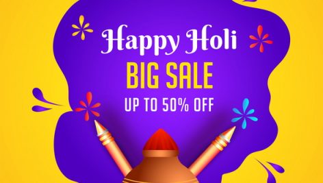 Happy Holi Big Sale Poster Or Template Design With 50 Discount
