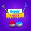 Happy Holi Greeting Card Design With Color Guns And Bowls Full O