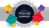 Happy Makar Sankranti Festival Background With Colorful Kites