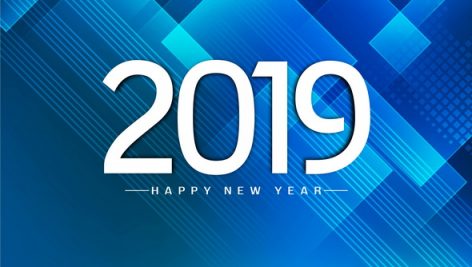 Happy New Year 2019 Decorative Modern Blue Background