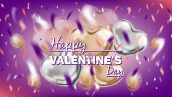 Happy Valentines Day Violet Image With Foil Air Balloons