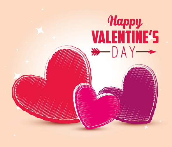 وکتور Hearts Decoration To Happy Valentine Day