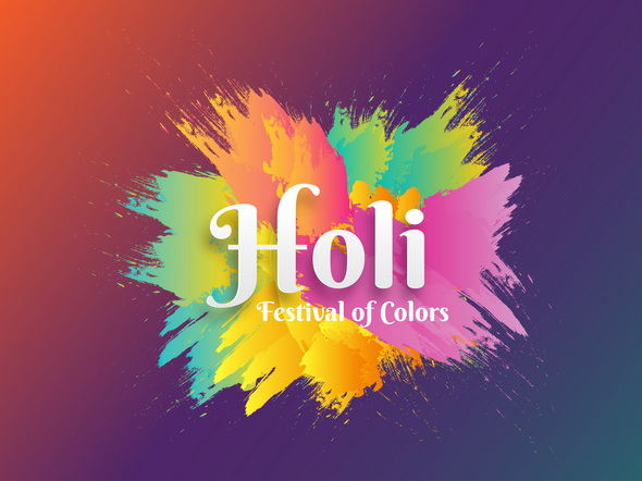 وکتور Holi Banner Or Poster Design With Colorful Brush Stroke Effect F