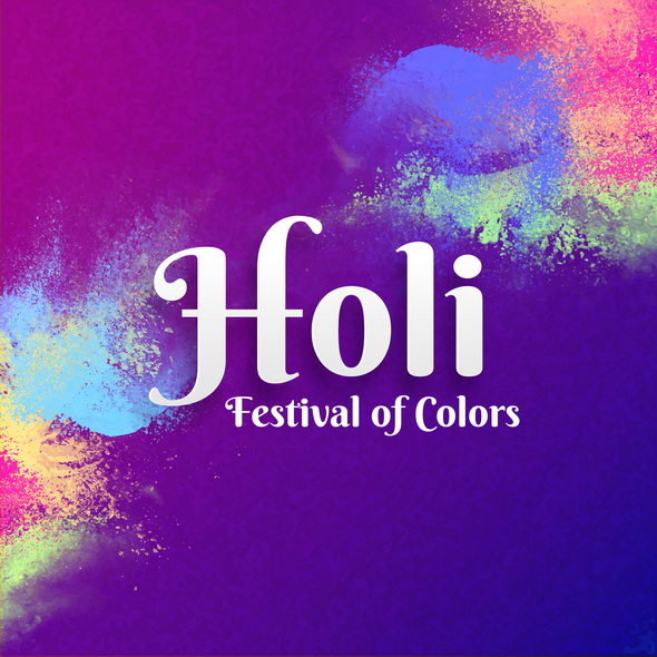 وکتور Holi Festival Of Colors Celebration Greeting Card Design With Co
