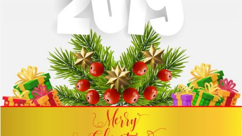 Illustration With Christmas And New Year Decorations Christmas Present
