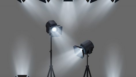 Lighted Stage With Studio Spotlights