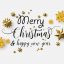 Merry Christmas With Beautiful Text White Background With Sparkling Stars