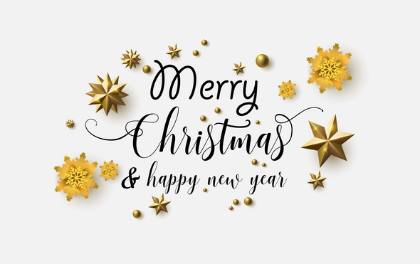 وکتور Merry Christmas With Beautiful Text White Background With Sparkling Stars