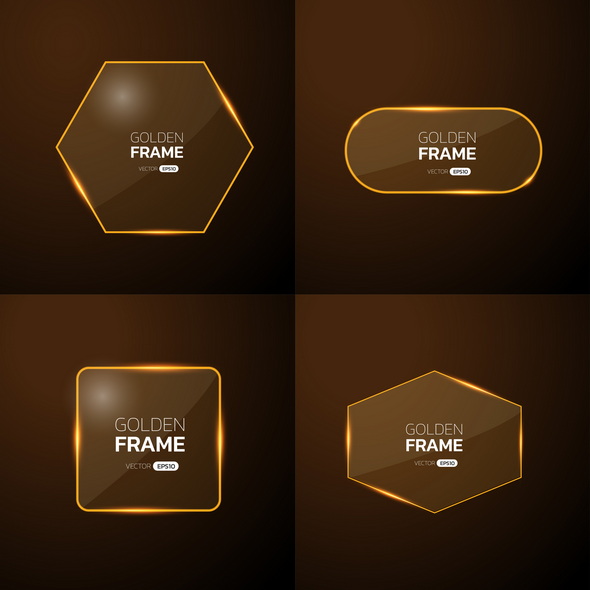 وکتور Pack Of Gold Frame With Light Effect