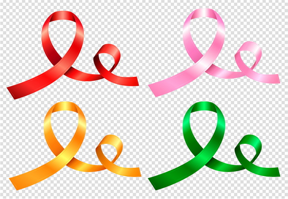 وکتور Set Of Four Colored Ribbons In Red Pink Yellow And Green Colors