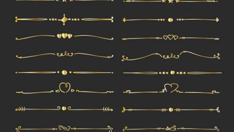 Set Of Golden Decorative Calligraphic Elements For Decoration