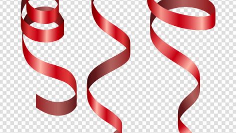 Set Of Red Shiny Ribbons