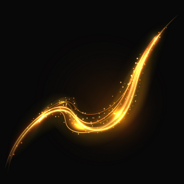 وکتور Shiny Gold Glowing Lines Swirl Trail