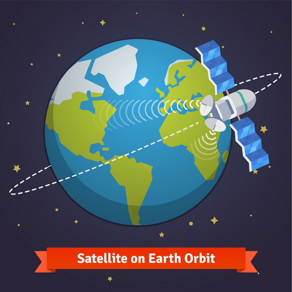 وکتور Telecommunication Satellite On The Earth