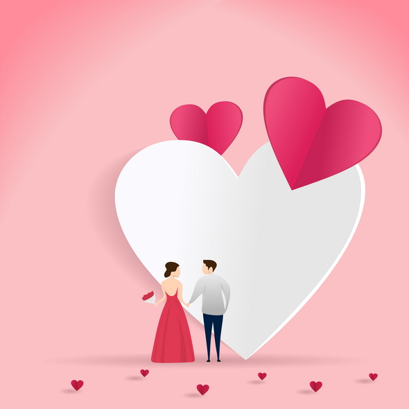 وکتور Valentine S Day Banner Background With Romantic Couple