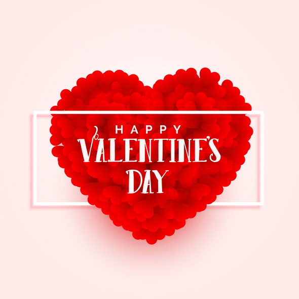 وکتور Valentines Day 3d Heart Banner Design