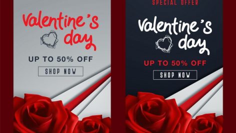 Valentines Day Sale Background With Icon Set