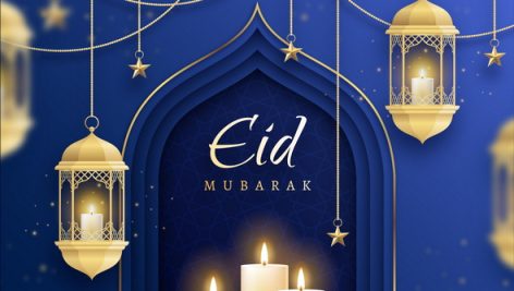 Freepik Golden Candles Flat Design Eid Mubarak