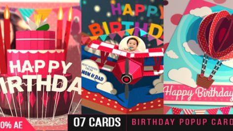 Videohive Birthday Pop Up Cards 20604015