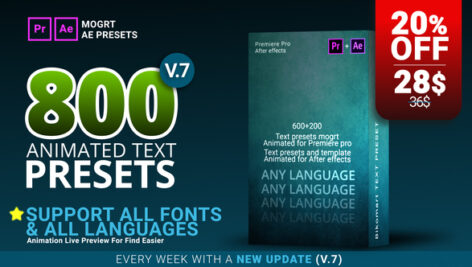 800 Text Presets For Premiere Pro After Effects V.7 22508370