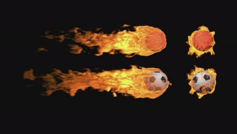 Videohive Football And Basketball Balls Fly And Burn On A Transparent Background Alpha Channel 40572677